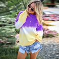 thumbnail image 3 of Women Casual Long Sleeve  Neck Colorblock Sweatshirts, 3 of 5