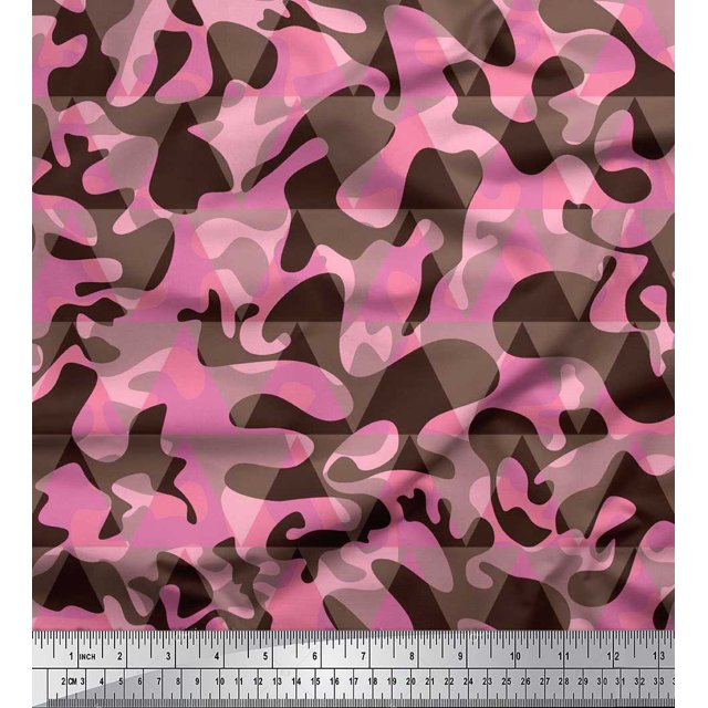 Soimoi Polyester Crepe Fabric Two Tone Camouflage Print Sewing Fabric Yard 52 Inch Wide
