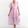 thumbnail image 4 of Ketyyh-chn99 Robes Élégantes pour Femmes Grande Taille Robe d'Été Robe Extensible Robe Droite Unie pour Vacances Robe à Enfiler Robe de Plage Rose,P, 4 of 4