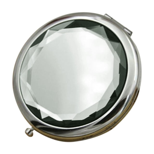 Langgg Women Girls Crystal Mini Beauty Pocket Mirror Makeup Portable Compact Round Folding Mirror