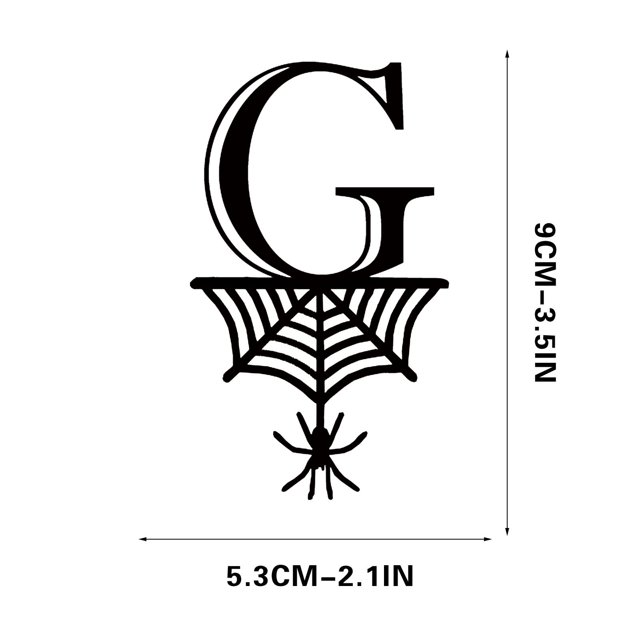 Spider Halloween Decoration Hang Tag Set with 26 Iron Letters 5.3 cm x 9 cm, Black Rope Included