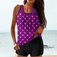 thumbnail image 3 of UPPADA 2 Piece Full Coverage Swimsuits for Women Floral Athleti Crewneck Bathing Suits High Waisted Tummy Control Modest Swimwear Comfy Tankini Top with Shorts Purple,2xl, 3 of 6