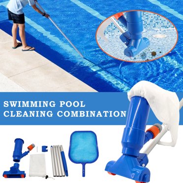 TopLLC Portable Swimming Pool Vacuum Cleaner Leaf Rake Mesh Frame Net Skimmer Cleaner Swimming Pool Tool With 5 Assembly Rods