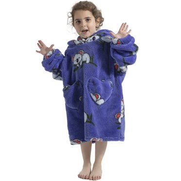 Kids Hoodie Blanket Oversized Wearable Blanket Hoodie Flannel Warm Giant Hooded Blanket Cozy Soft Hoodie Sweater Blanket Unisex Sweatshirt Blanket with Long Sleeve One Size for Boys Girls