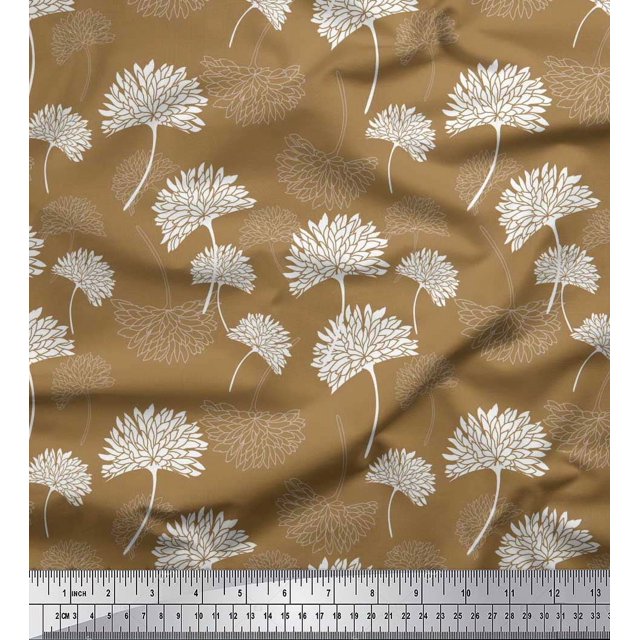 Soimoi Modal Satin Fabric Flower Artistic Print Sewing Fabric Yard 42 Inch Wide
