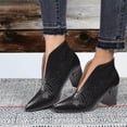 thumbnail image 2 of Kcodviy Autumn Women Boots Chunky Casual Boots for Women Booties Heel Mid Heel Print Boots for Women Booties Wide Width Solid Color Pointed Toe Chunky Boots for Women Booties Comfortable Slip on, 2 of 6