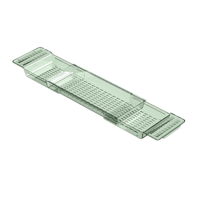 jifeng Bathtub Tray Basket Extendable Simple Drain Bath Shelf for Candle Book Towel Green