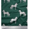 thumbnail image 1 of Soimoi Polyester Crepe Fabric Horse Block Printed Fabric 1 Yard 42 Inch Wide, 1 of 3