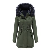 UPPADA Long Winter Coats for Women Knee Length Extreme Cold Weather Outwear Thicken Furry Down Jacket Quilted Parka