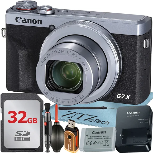 Canon PowerShot G7 X Mark III Digital Camera (Silver) with 4.2x Optical Zoom Lens + 32GB Memory Card + Cleaning Pen + ZeeTech Starter Bundle