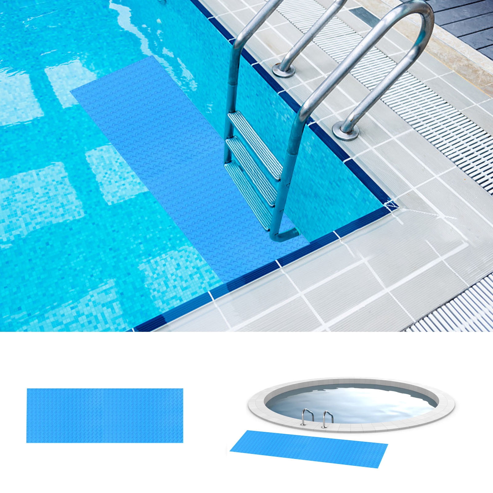 Tapis d'Échelle de Piscine - Tapis de Protection pour Échelle de Piscine avec Texture Antidérapante, Bleu