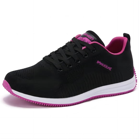 Women's Casual Sneakers Lightweight Wide Toe Breathable Mesh Running For Gym Athletic Shoes Black 6 US