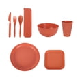 thumbnail image 1 of Straw Tableware Set 8 Piece – Eco Friendly Plates, Bowls, Forks, Knives, Spoons – Lightweight Portable Dining Set for Camping, Picnic, Outdoor Use, Microwave and Dishwasher, 1 of 5