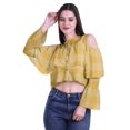 thumbnail image 2 of Moomaya Printed Casual Long Sleeve Tops Women Cold Shoulder Ruffle Sleeves Top, 2 of 4