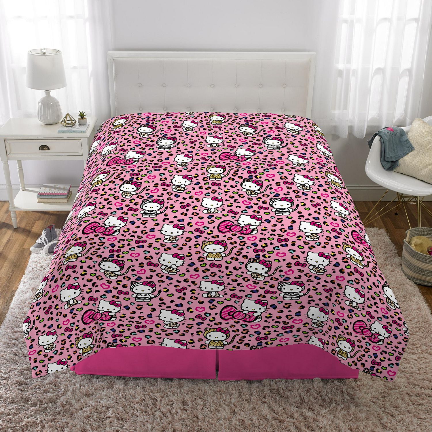 Édredon pour lit 1 place/double et taie d'orieller Hello Kitty "Wild Jungle"