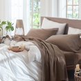 thumbnail image 1 of Bedding Sheet Set Washed Cotton Linen Like Textu Breathable Durable Soft Comfy (Dark Orange Queen), 1 of 6