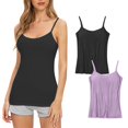 thumbnail image 1 of Timegard Camisoles 2 Pcs pour Femmes avec Soutien-Gorge Intégré Grande Taille Col Rond Respirantes Confortables Extensibles, 1 of 3