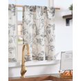 thumbnail image 2 of Linen Kitchen Curtains 24 Inch Vintage Gray Floral Tier Curtains Farmhouse Cottage Cafe Rod Pocket Country Small Window for Laundry Room Bathroom RV 2 Panels Grey on Beige, 2 of 8