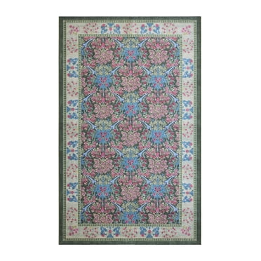 Better Homes & Gardens Traditional Floral Medallion Pattern Green, Machine Washable Area Rug 5x8, Ideal for Living room, Dining area, bedroom