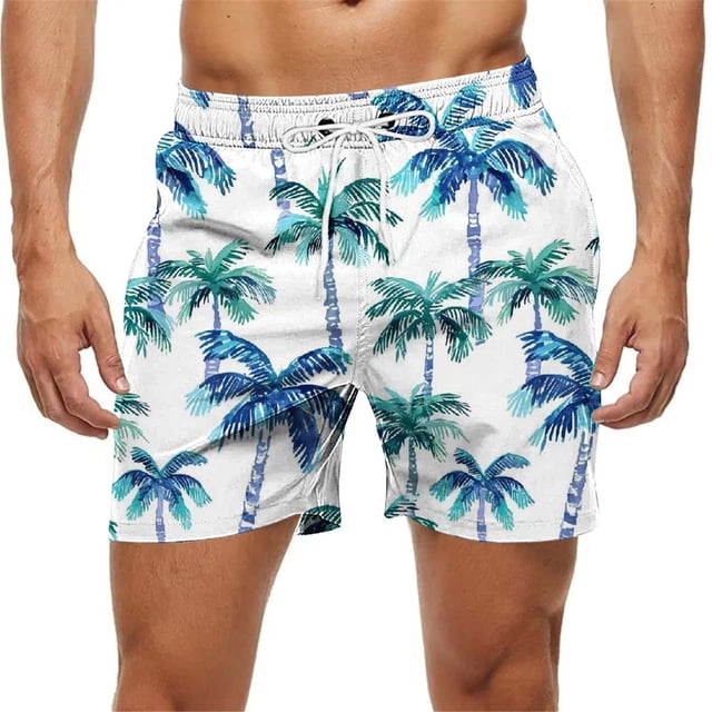 Kakii Men's Swim Trunks Hawaiian Bathing Mesh Lining Suit Swimsuits Beach Shorts with Pockets