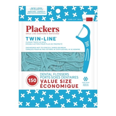 Plackers Twin-Line Soie Dentaire Menthe Fraîche 150 Unités