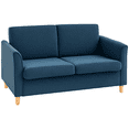 thumbnail image 1 of HOMCOM Causeuse 56 Pouces, Canapé 2 Places avec Pattes en Bois, Bleu, 1 of 10