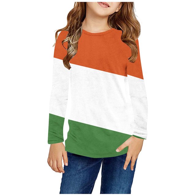 RXIRUCGD Chemises à Manches Longues pour Filles, Col Rond Mignon, Blouses Décontractées Élégantes, Orange, Taille : 5 Ans