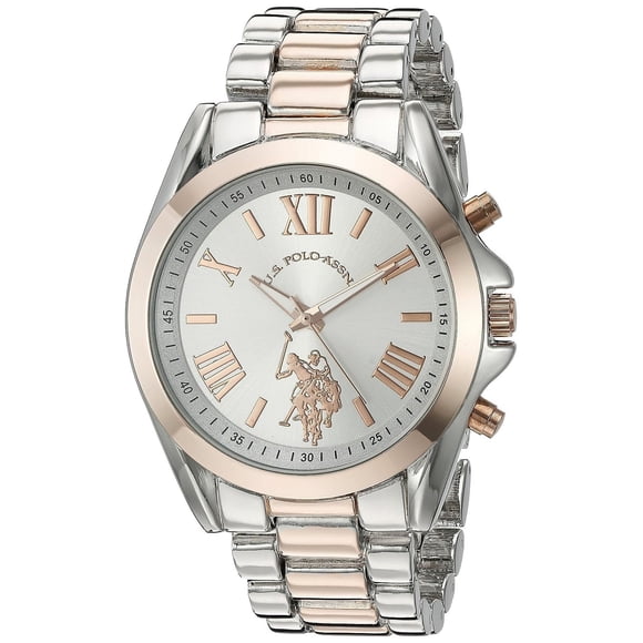 Accutime U.S. Polo Assn. Montre Décontractée en Métal et Alliage à Quartz pour Femmes, Couleur : Deux Tons (Modèle : USC40118)