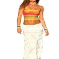 thumbnail image 4 of Women Wrap Chest Tube Tops Print Boat Neck Strapless Tank Tops Summer Backless Bandeau Crop Tops, 4 of 7