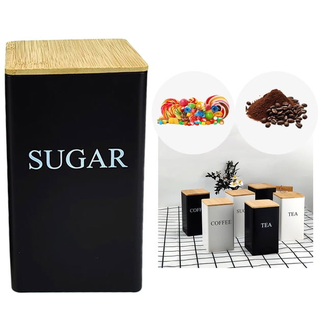 Metal Kitchen Canister Set for Coffee Tea and Dry Food Storage with Secure Airtight Lids