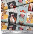 thumbnail image 2 of Soimoi Polyester Crepe Fabric Paw,Hat & Animals Patchwork Printed Craft Fabric by The Yard 52 Inch Wide, 2 of 3