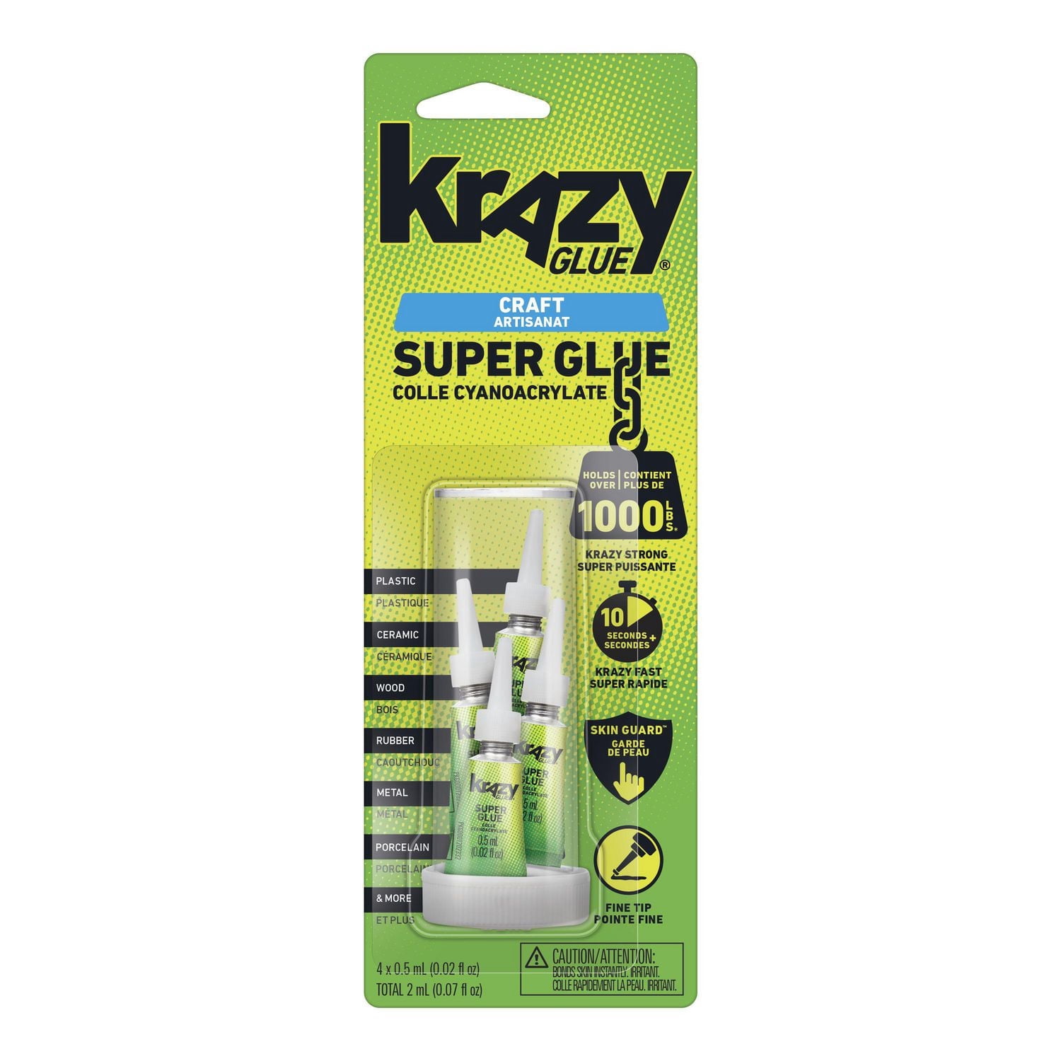 Super Colle Artisanat Krazy Glue, Pointe fine, 0,5 ml, 4 pièces
