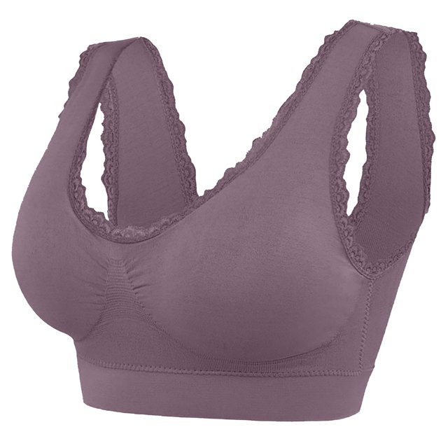 Ersazi Posture Bra Woman'S Lace Splicing Glossy Comfortable Breathable Bra Underwear No Rims In Clearance Gray L