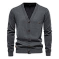 thumbnail image 4 of Styesk Cardigan Sweater for Men Open Front Button Knit Sweater Solid Color Loose Fit Long Sleeve Sweater Casual Soft Cotton Chunky Cardigan, 4 of 5