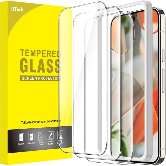 MISSUNNY Screen Protector for Google Pixel 10 Pro XL/Pixel 9 Pro XL, Tempered Glass Film with Easy Installation Tool, Fingerprint Compatible, HD Clear, 3-Pack