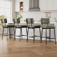 thumbnail image 3 of Bar Stools Set of 2, 26" Faux Leather Counter Height Bar Stool with Back, Metal Legs, Modern Upholstered Barstool Chairs for Island, Counter Bar, Kitchen, Rustic Green, 3 of 6