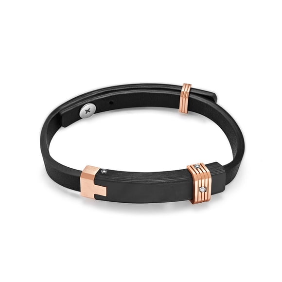 thinsony Men Multi Layer Handmade Bracelet Ethnic Style Lodestone Buckle Bangle Leather Wristband Punk Hand Chain Jewelry Party Rose gold