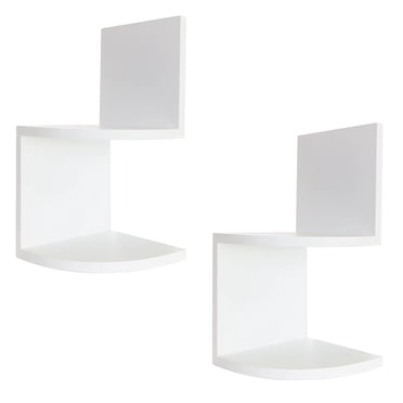 Kiera Grace Modern Corner Floating Shelves, Set of 2, White