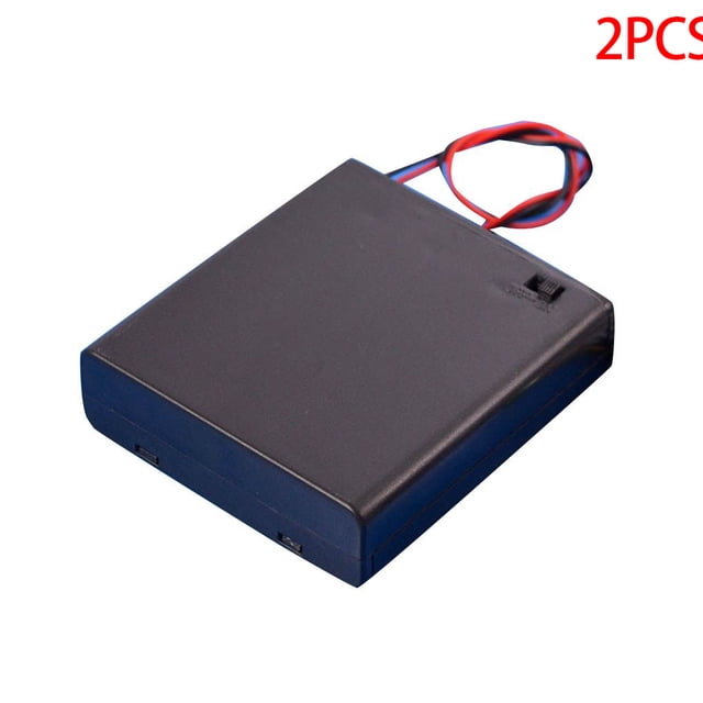 Langgg 2 Pieces Black 4 AA AA battery compartment box Batteries Box 6V Lid Switch Battery holder Case Bracket Battery Rack Compartment