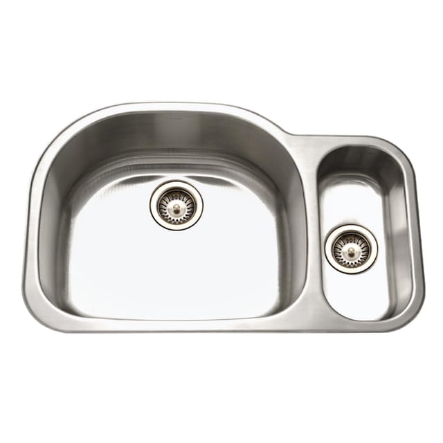 Houzer Medallion Designer Stainless Steel Kitchen Sink - 32 Inch Undermount 80/20 Double Small Bowl Kitchen Sink with Strainer & Colander, Durable, Essential for Home & Apartment - MG-3209SR-1
