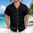 thumbnail image 3 of Men's Casual Linen Shirt - Cuban Collar, Button Down, Breathable Material, Perfect for Summer & Vacation, 3 of 5