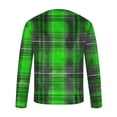 thumbnail image 4 of YOIAVAIOY T-Shirts à Carreaux pour Hommes T-Shirts Graphiques Stylés Manches Longues Col Rond Hauts Tee Chandails Légers Blouses Vert P, 4 of 5