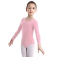 thumbnail image 1 of YONGHS Kids Girls Basic Ballet Dance Leotards Gymnastics Long Sleeve Bodysuit Training Workout Unitards Pink 6, 1 of 7