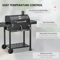thumbnail image 4 of CoSoTower Charcoal BBQ Grill Smoker with Adjustable Charcoal Pan and Galvanised Steel Shell, Barbecue Grill Trolley with Storage, 4 of 7