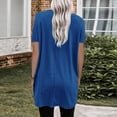 thumbnail image 4 of WEIYLL Womens T Shirts Summer Solid Loose Pullover Tunic With Pockets Long Blue Tops Sizes L, 4 of 6