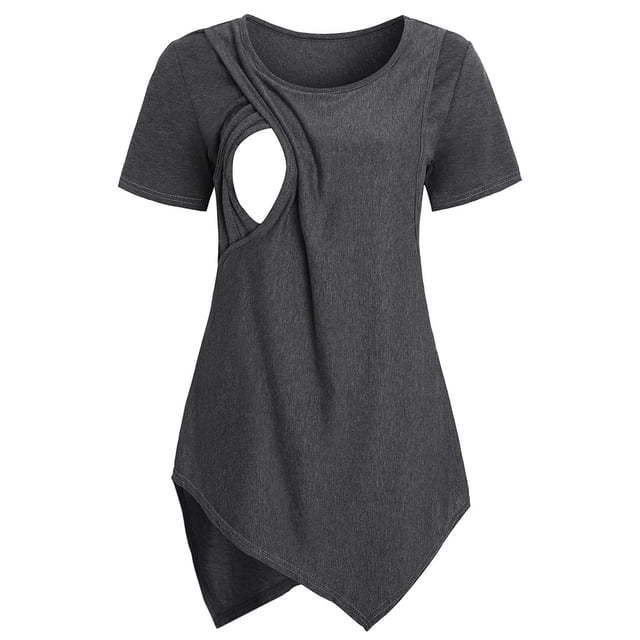 DPTALR T-shirt d'Allaitement à Manches Courtes pour Femmes Enceintes, Hauts de Grossesse