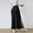 thumbnail image 4 of Women's High Waist Stretchy Rib Knit Split Slit Hem Midi Pencil Skirt, 4 of 6