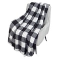 thumbnail image 1 of HOMETRENDS Black Checker Faux Shearling Blanket, Queen, 1 of 3