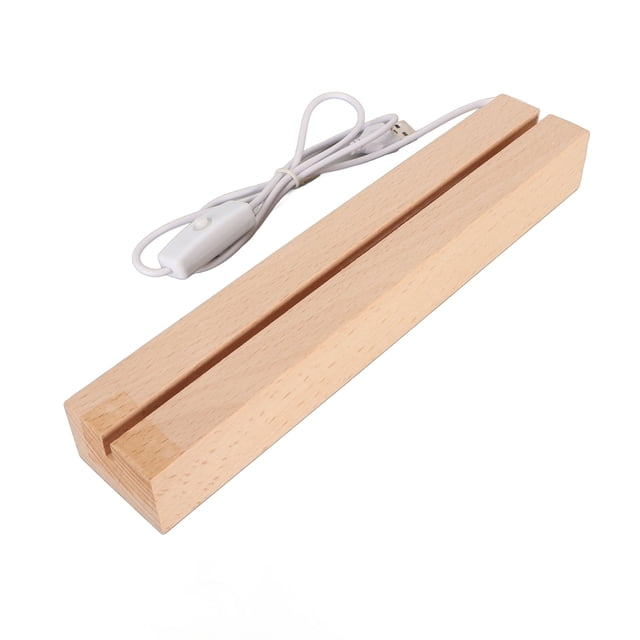 Crystal Wooden Lighted Base Stand, With Warm Light LED Bulbs, USB Interface, Rectangle Display Pedestal, Solid Wood Material for Crystal, Glass, Acrylic, Jewelry, Paperweights,