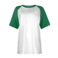 thumbnail image 3 of Womens Summer Raglan T-Shirts Color Block Plus Size Baseball Tees Casual Short Sleeve Loose Pullover Green, L, 3 of 5